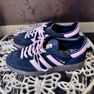Adidas Black and Pink Spezial Sneakers